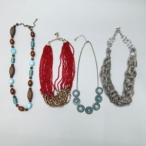 Southwestern Chic Chain and Beaded Necklace Lot of 4 Casual Everyday Statement
